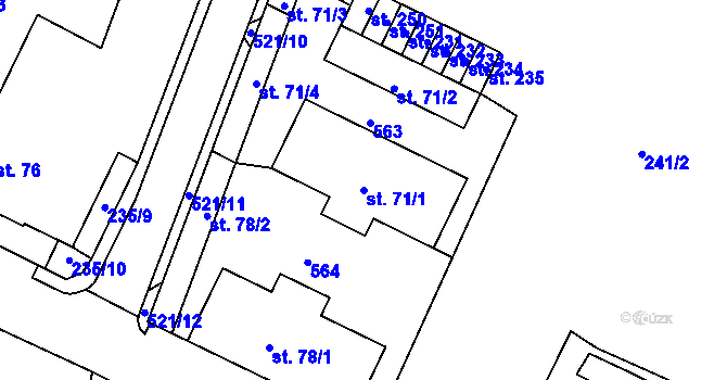 Parcela st. 71/1 v KÚ Kerhartice nad Orlicí, Katastrální mapa
