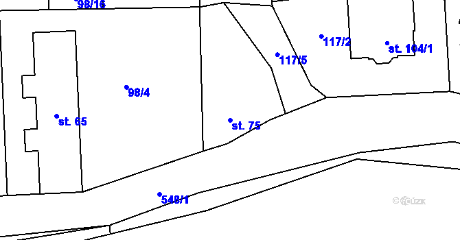Parcela st. 75 v KÚ Kerhartice nad Orlicí, Katastrální mapa