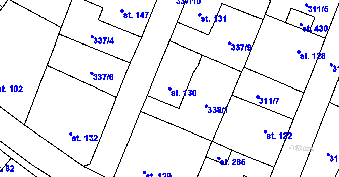 Parcela st. 130 v KÚ Kerhartice nad Orlicí, Katastrální mapa