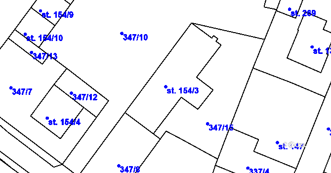 Parcela st. 154/3 v KÚ Kerhartice nad Orlicí, Katastrální mapa