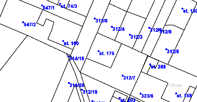 Parcela st. 175 v KÚ Kerhartice nad Orlicí, Katastrální mapa