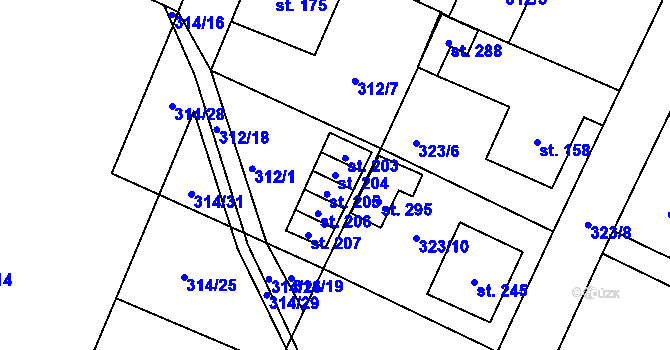 Parcela st. 204 v KÚ Kerhartice nad Orlicí, Katastrální mapa