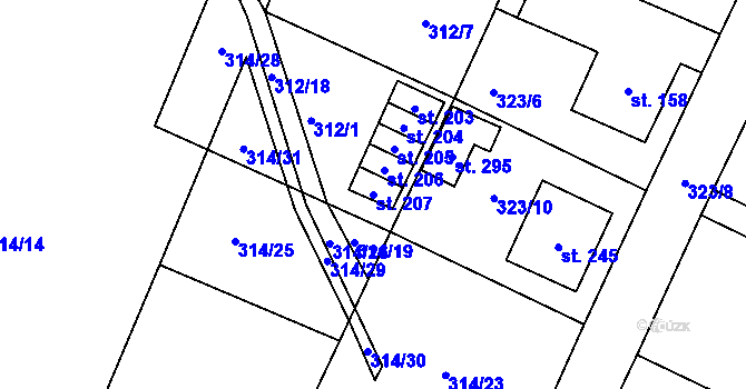 Parcela st. 207 v KÚ Kerhartice nad Orlicí, Katastrální mapa