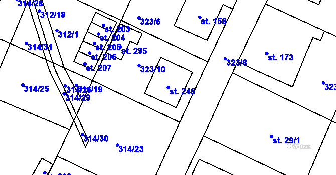 Parcela st. 245 v KÚ Kerhartice nad Orlicí, Katastrální mapa