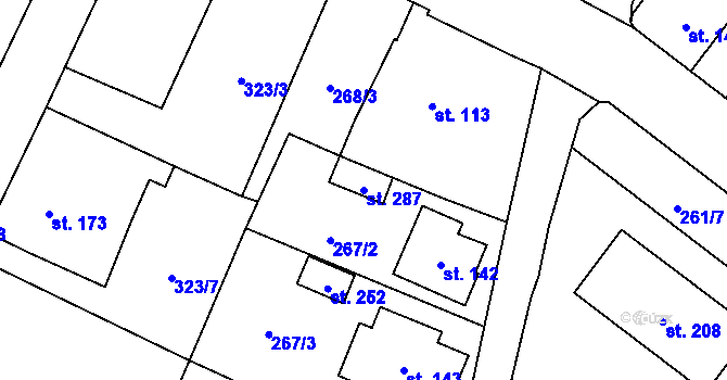 Parcela st. 287 v KÚ Kerhartice nad Orlicí, Katastrální mapa