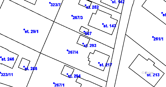 Parcela st. 293 v KÚ Kerhartice nad Orlicí, Katastrální mapa