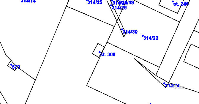 Parcela st. 308 v KÚ Kerhartice nad Orlicí, Katastrální mapa