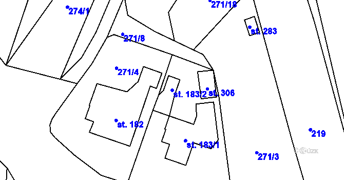 Parcela st. 183/2 v KÚ Kerhartice nad Orlicí, Katastrální mapa