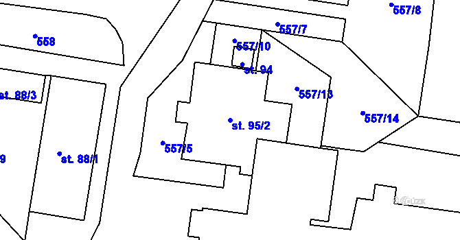 Parcela st. 95/2 v KÚ Kerhartice nad Orlicí, Katastrální mapa