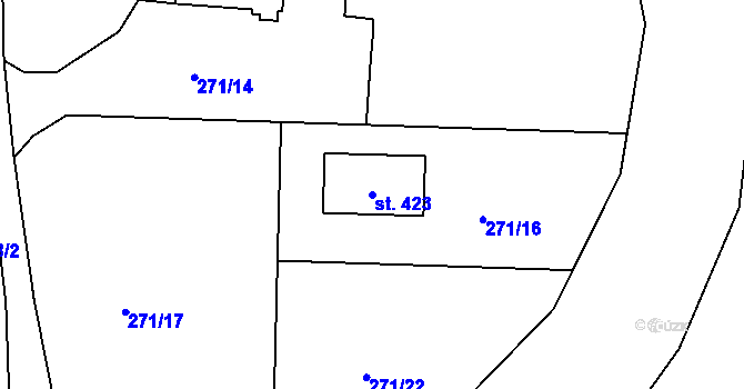 Parcela st. 423 v KÚ Kerhartice nad Orlicí, Katastrální mapa