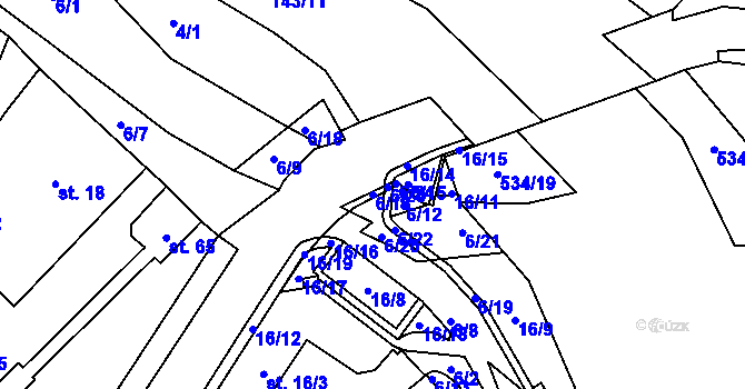 Parcela st. 6/16 v KÚ Gerhartice, Katastrální mapa