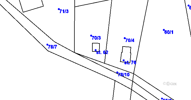 Parcela st. 62 v KÚ Gerhartice, Katastrální mapa