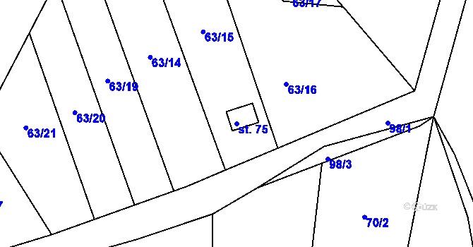 Parcela st. 75 v KÚ Gerhartice, Katastrální mapa