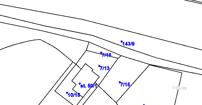 Parcela st. 7/16 v KÚ Gerhartice, Katastrální mapa