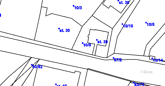 Parcela st. 10/9 v KÚ Gerhartice, Katastrální mapa