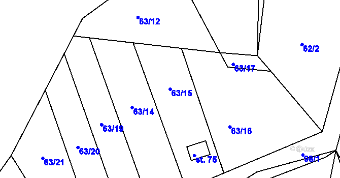 Parcela st. 63/15 v KÚ Gerhartice, Katastrální mapa