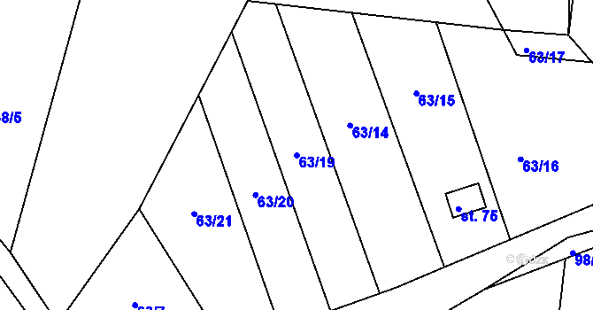 Parcela st. 63/19 v KÚ Gerhartice, Katastrální mapa