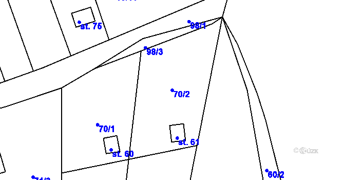 Parcela st. 70/2 v KÚ Gerhartice, Katastrální mapa