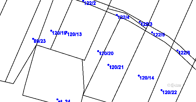 Parcela st. 120/20 v KÚ Gerhartice, Katastrální mapa