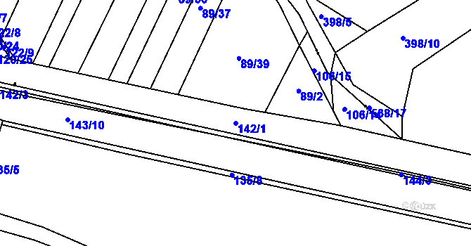 Parcela st. 142/1 v KÚ Gerhartice, Katastrální mapa