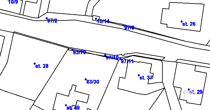 Parcela st. 97/10 v KÚ Gerhartice, Katastrální mapa