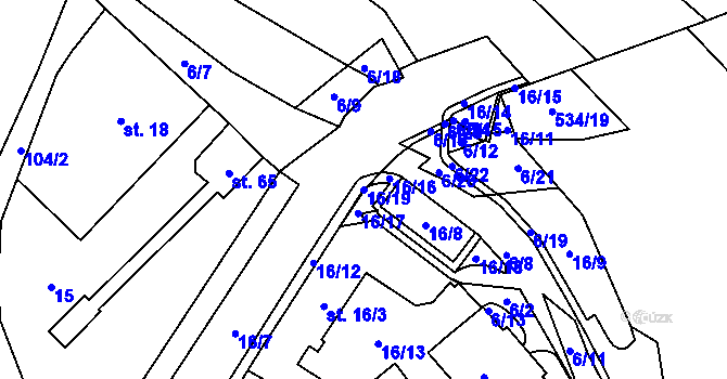 Parcela st. 16/19 v KÚ Gerhartice, Katastrální mapa