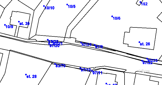 Parcela st. 97/24 v KÚ Gerhartice, Katastrální mapa
