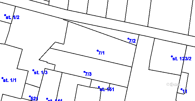Parcela st. 7/1 v KÚ Ústín, Katastrální mapa