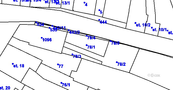 Parcela st. 78/1 v KÚ Ústín, Katastrální mapa