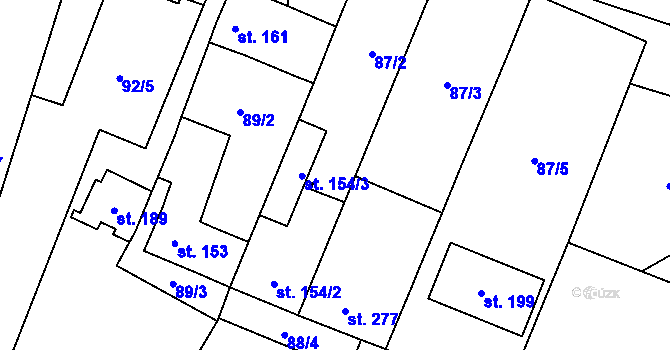 Parcela st. 88/5 v KÚ Ústín, Katastrální mapa
