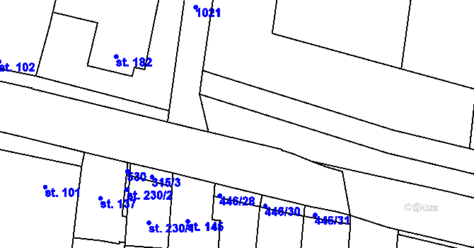 Parcela st. 326/21 v KÚ Ústín, Katastrální mapa