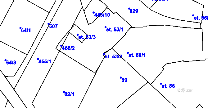 Parcela st. 53/2 v KÚ Ústín, Katastrální mapa