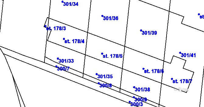 Parcela st. 178/5 v KÚ Ústín, Katastrální mapa