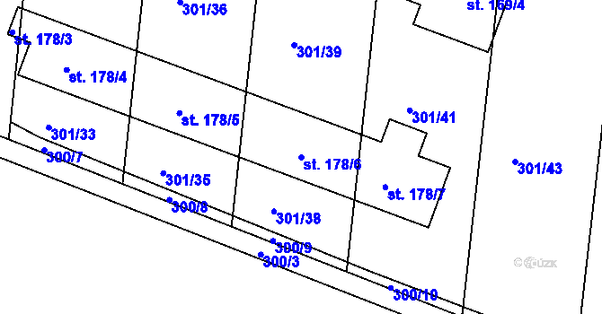 Parcela st. 178/6 v KÚ Ústín, Katastrální mapa