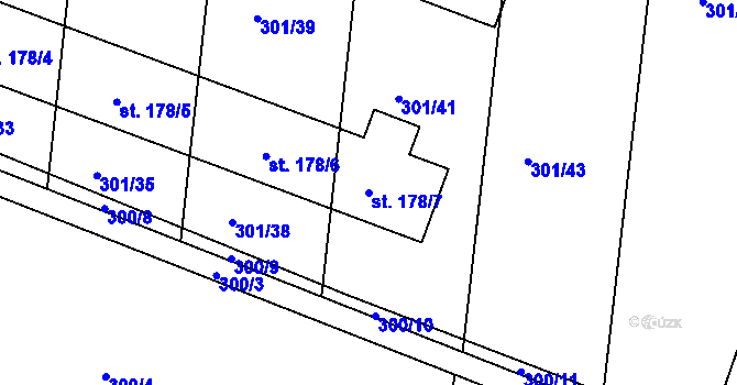 Parcela st. 178/7 v KÚ Ústín, Katastrální mapa