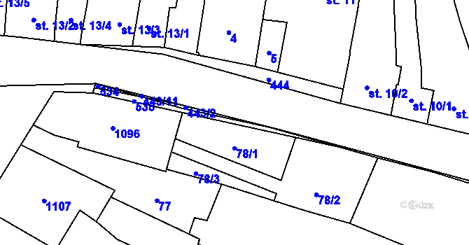 Parcela st. 78/4 v KÚ Ústín, Katastrální mapa