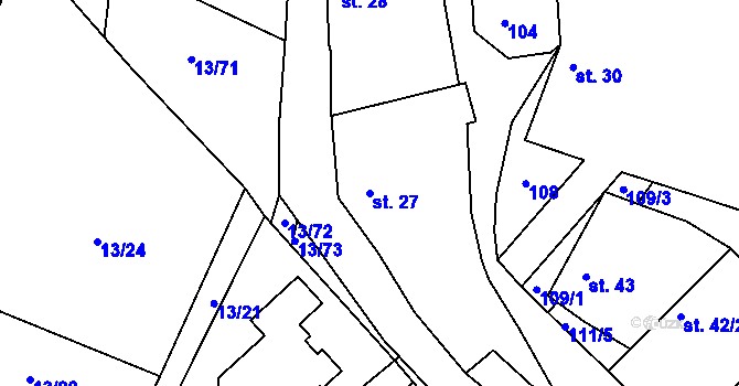 Parcela st. 27 v KÚ Ústrašice, Katastrální mapa