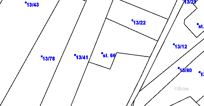 Parcela st. 66 v KÚ Ústrašice, Katastrální mapa