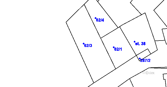 Parcela st. 62/3 v KÚ Ústrašice, Katastrální mapa