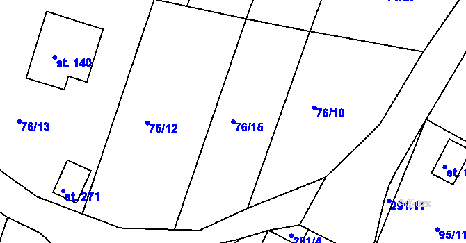 Parcela st. 76/15 v KÚ Ústrašice, Katastrální mapa