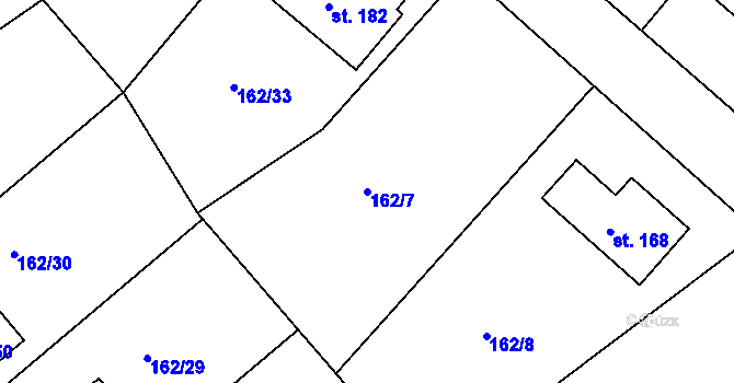 Parcela st. 162/7 v KÚ Ústrašice, Katastrální mapa