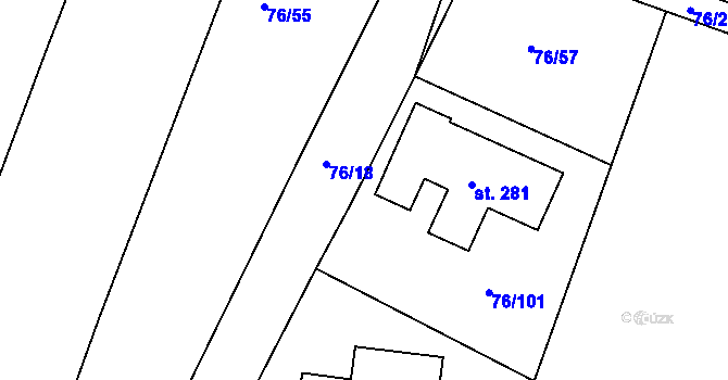 Parcela st. 76/34 v KÚ Ústrašice, Katastrální mapa