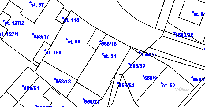 Parcela st. 54 v KÚ Ústrašín, Katastrální mapa