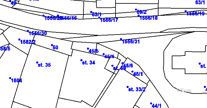 Parcela st. 45/4 v KÚ Ústrašín, Katastrální mapa