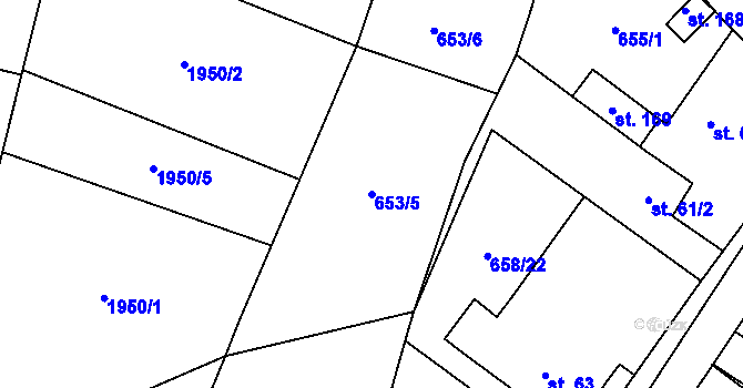 Parcela st. 653/5 v KÚ Ústrašín, Katastrální mapa
