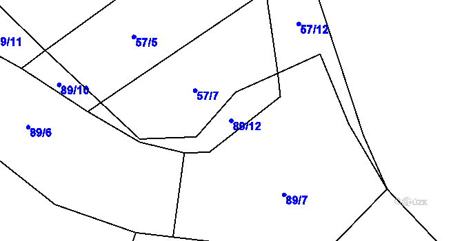 Parcela st. 89/12 v KÚ Čížky, Katastrální mapa