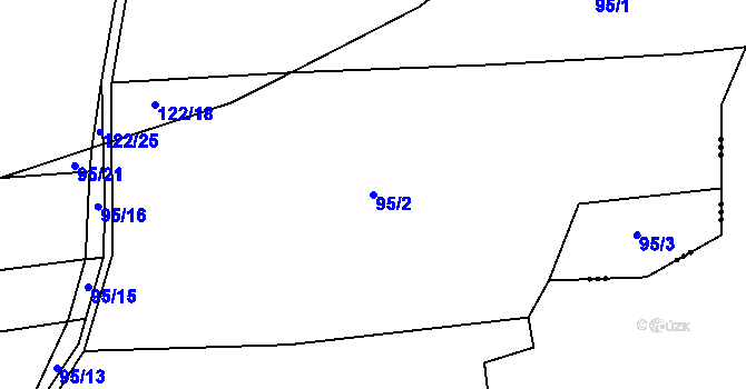 Parcela st. 95/2 v KÚ Čížky, Katastrální mapa