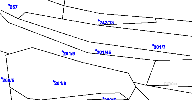 Parcela st. 201/46 v KÚ Čížky, Katastrální mapa