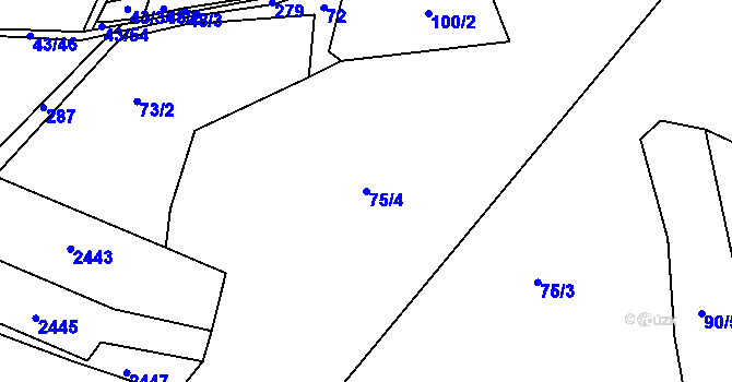 Parcela st. 75/4 v KÚ Úsuší, Katastrální mapa