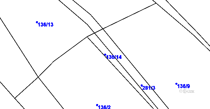 Parcela st. 136/14 v KÚ Úsuší, Katastrální mapa